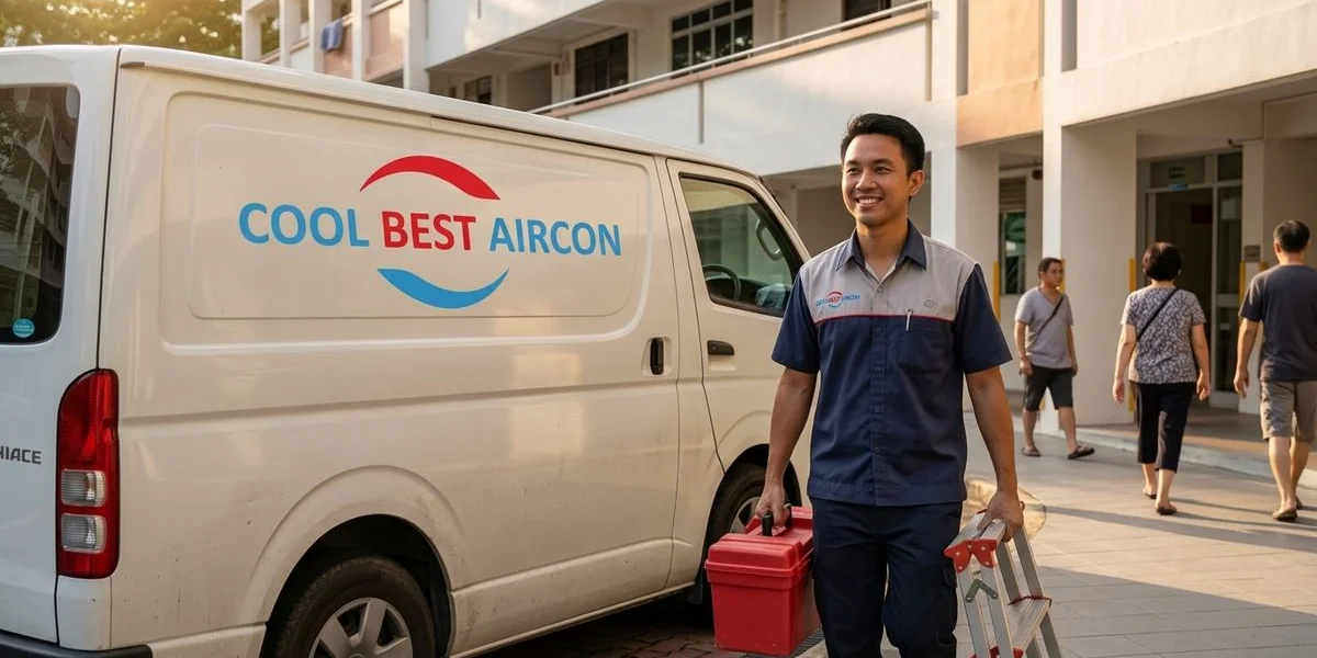 Coolbest Aircon servicing a home in Jurong West